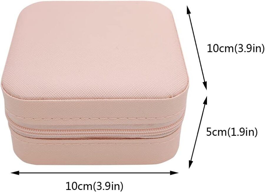 Faux Leather Mini Jewelry Travel Case, Small Travel Jewelry Organizer, Portable Jewelry Box Travel Mini Storage Organizer Portable Display/Storage Box For Rings, Earrings, Necklaces (Pink) - Image 6