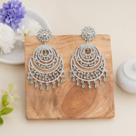 Chandbali CZ American Diamond (Pastel Green)