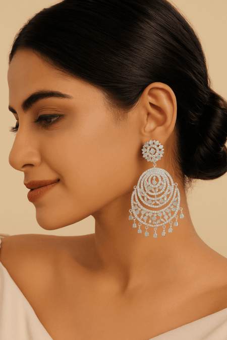 Chandbali CZ American Diamond (Pastel Green)