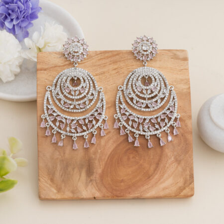 Chandbali CZ American Diamond (Pastel Pink)