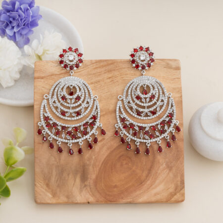 Chandbali CZ American Diamond (Ruby Red)