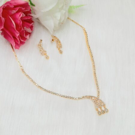 Stylish Gold plated American Diamond Swirl Necklace