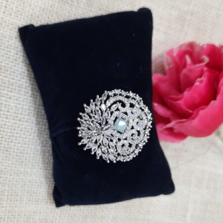 CZ American Diamond Finger Ring (Pastel Green)