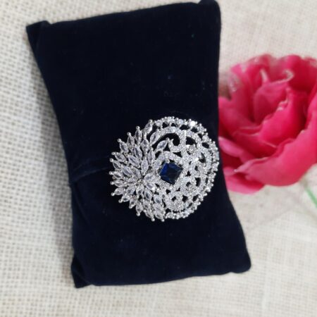CZ American Diamond Finger Ring (Sapphire Blue)