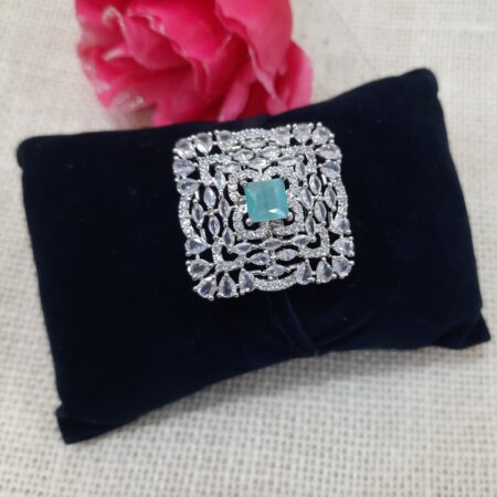 CZ American Diamond Finger Ring (Pastel Green)
