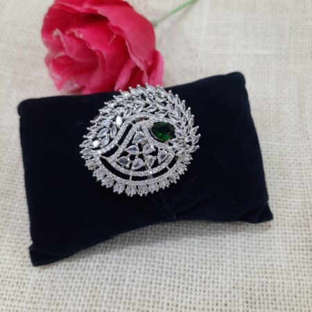 CZ American Diamond Finger Ring (Emerald Green)