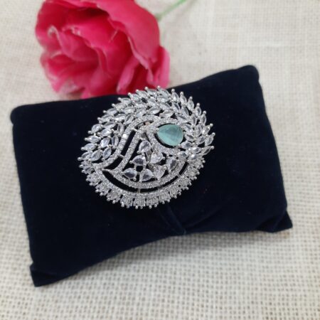 CZ American Diamond Finger Ring (Pastel Green)