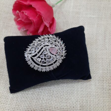 CZ American Diamond Finger Ring (Pastel Pink)