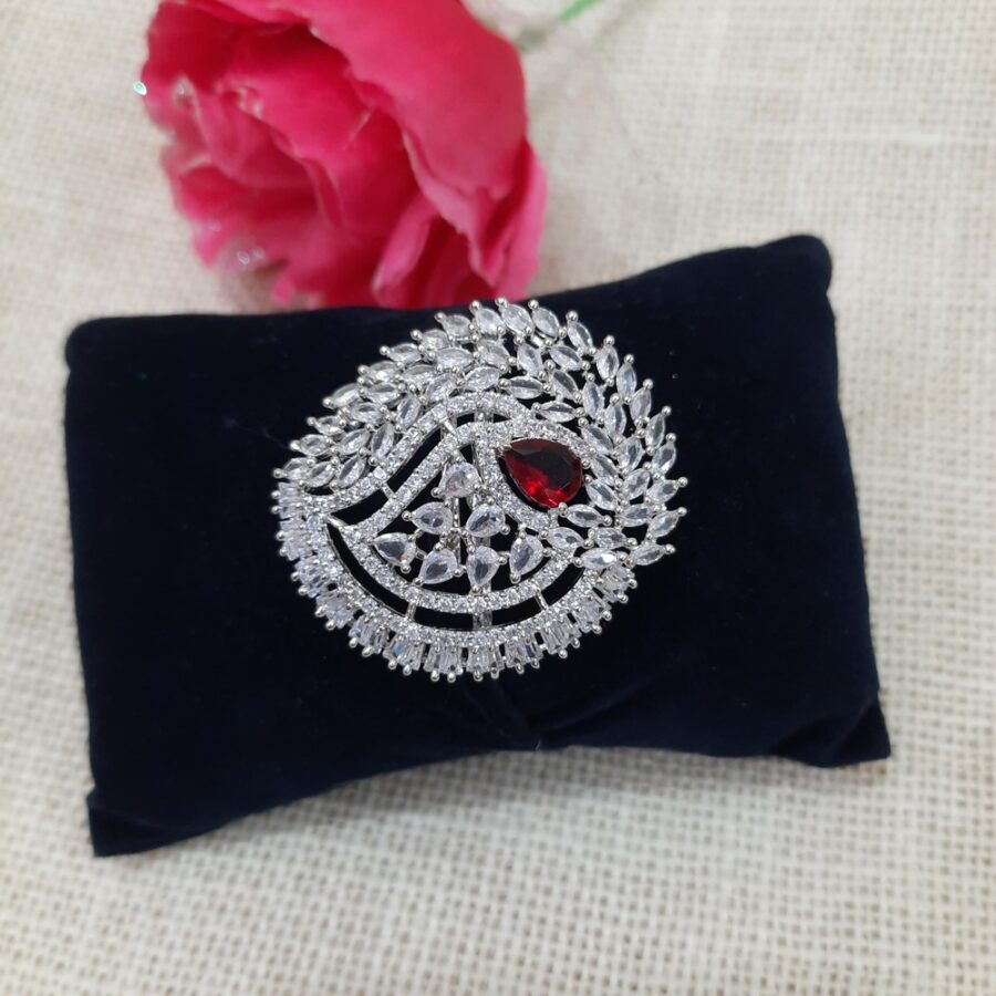 CZ American Diamond Finger Ring (Ruby Red)