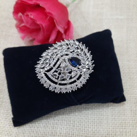 CZ American Diamond Finger Ring (Sapphire Blue)