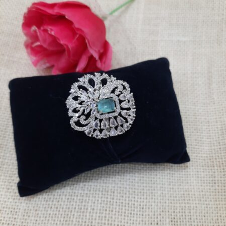 CZ American Diamond Finger Ring (Pastel Green)