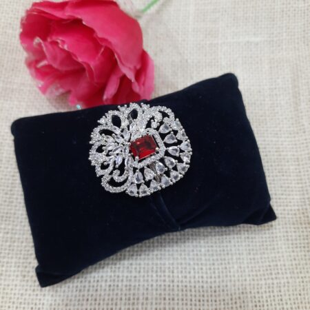 CZ American Diamond Finger Ring (Ruby Red)