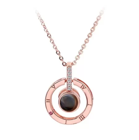100 Languages Projection Necklace, The Memory of Love Necklace, I Love You Necklace, 100 Different Languages for I Love U (Rose Gold)
