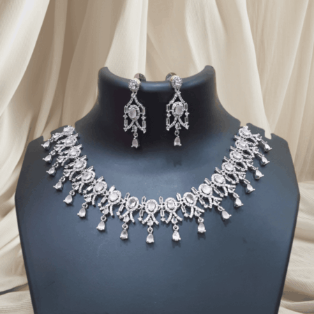 American Diamond Necklace Pastel Pink