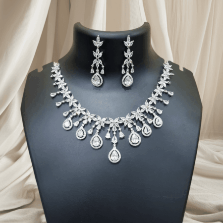 CZ White Necklace Perfect Amalgamation of Indian and Western Style