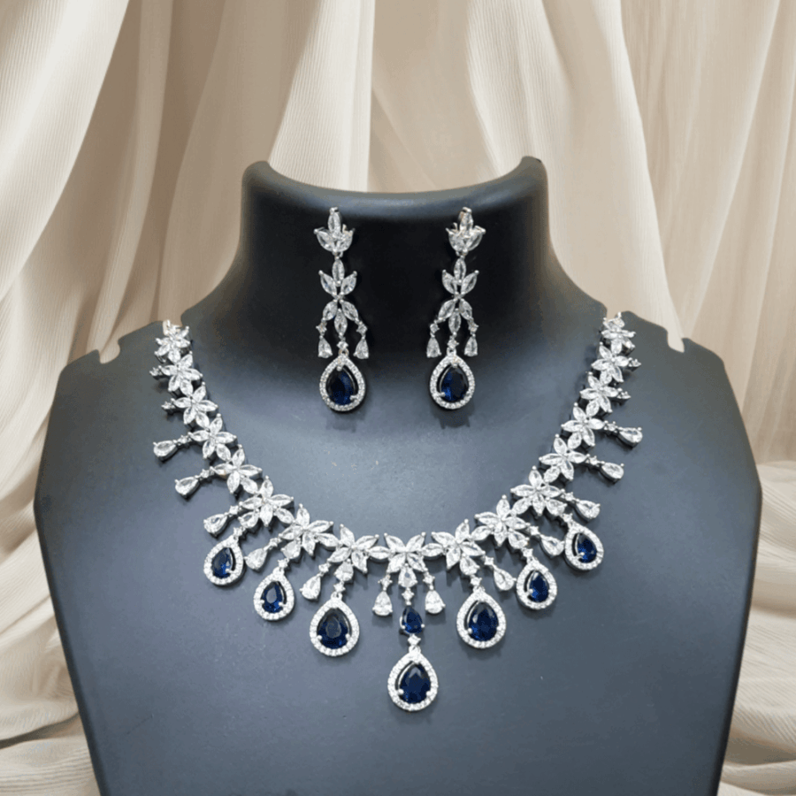Sapphire Blue Necklace Perfect Amalgamation of Indian and Western Style