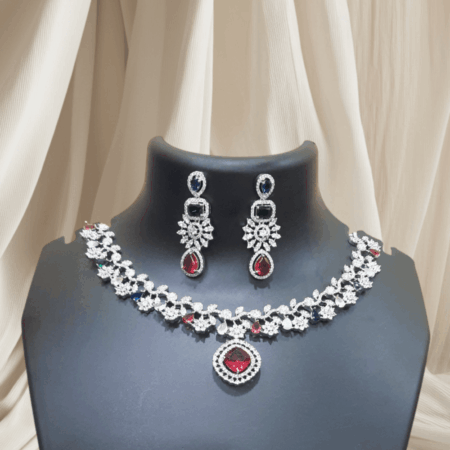 Nita Ambani Inspired Multi Colored CZ American Diamond Neckpiece