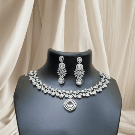 Nita Ambani Inspired White CZ American Diamond Neckpiece