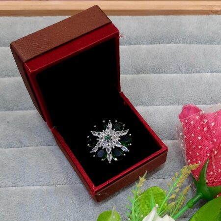 CZ American Diamond Finger Ring (Emerald Green)