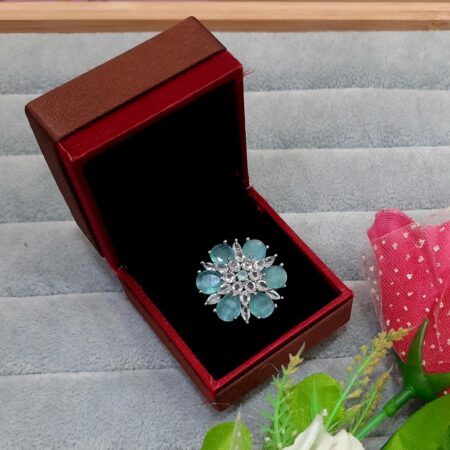 CZ American Diamond Finger Ring (Pastel Green)