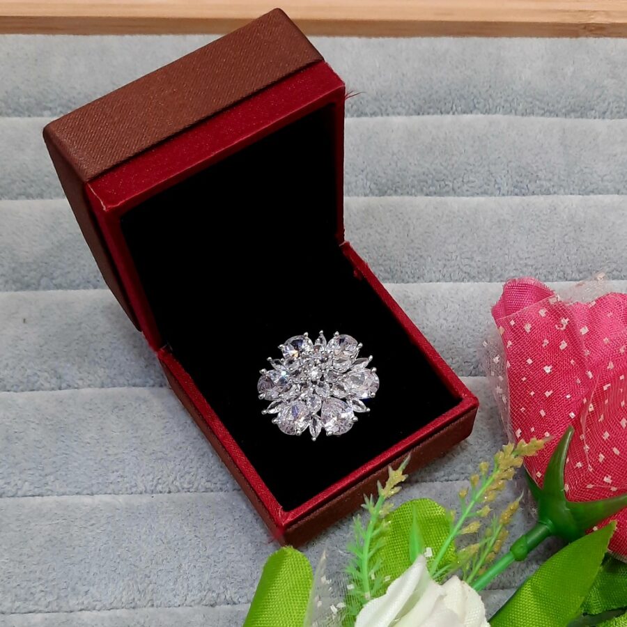 CZ American Diamond Finger Ring (Sparkling White)