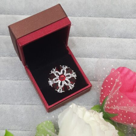 Cubic Zirconia Studded Finger Ring (Ruby Red)