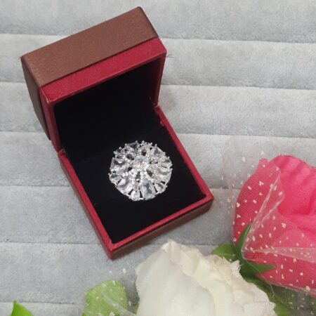 Cubic Zirconia Studded Finger Ring (Crystal White)