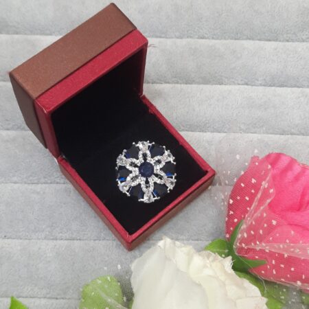 Cubic Zirconia Studded Finger Ring (Sapphire Blue)