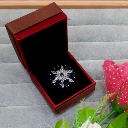 CZ American Diamond Finger Ring (Sapphire Blue)