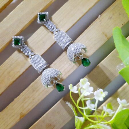 Serenity Shimmer Long Earrings (Emerald Green)