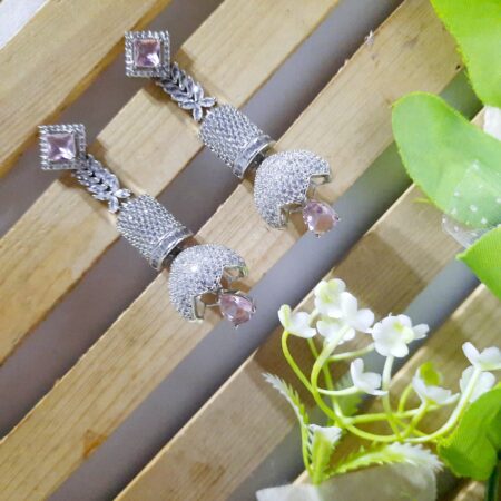 Serenity Shimmer Long Earrings (Crystal Pink)