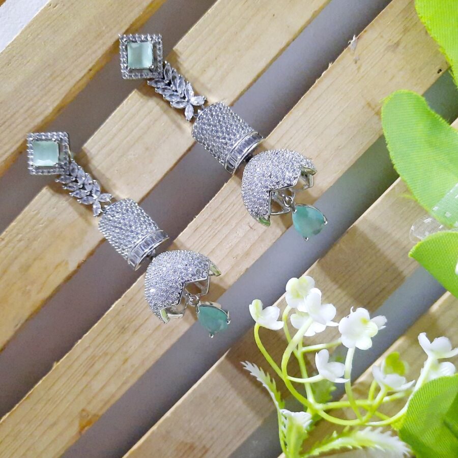 Serenity Shimmer Long Earrings (Pastel Green)