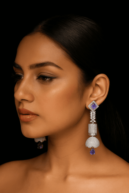 Serenity Shimmer Long Earrings (Lavender)