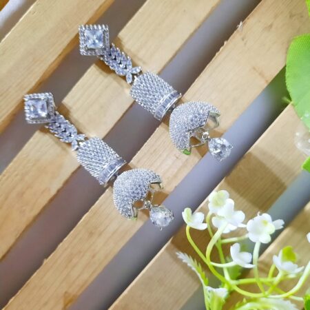 Serenity Shimmer Long Earrings (Crystal White)
