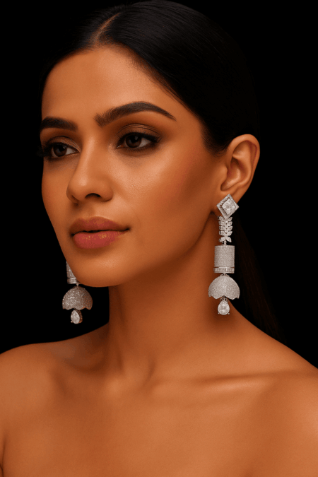 Serenity Shimmer Long Earrings (Crystal White)