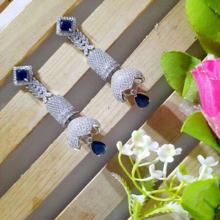 Serenity Shimmer Long Earrings (Sapphire Blue)