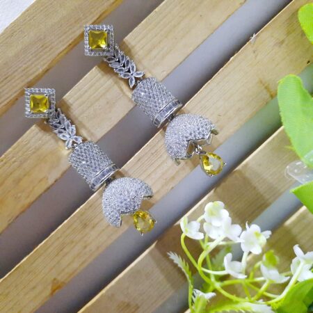 Serenity Shimmer Long Earrings (Sapphire Yellow)