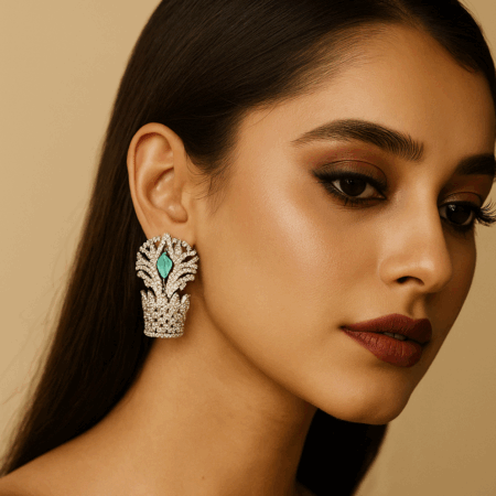 Luxurious  Intricate, Ornate Design, Floral Earrings Pastel Green