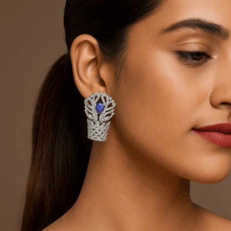 Luxurious  Intricate, Ornate Design, Floral Earrings Lavender