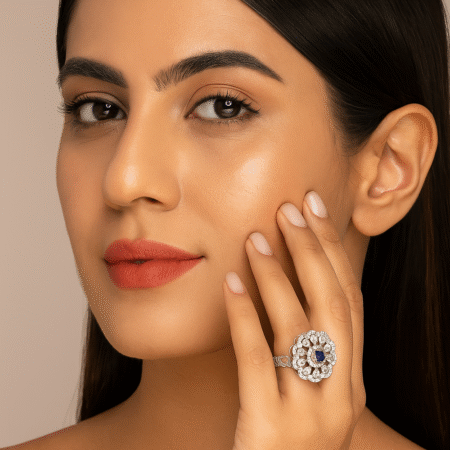 CARUS Juliet Collection, Floral Statement Fashion Ring (Lavender).