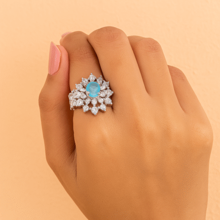 Crown Shaped Statement Style Ring (Pastel Green)