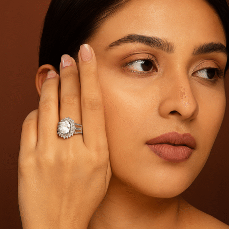 Elegant American Diamond Finger Ring (White)