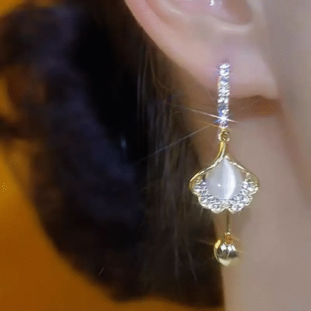 Korean Sparkling Crystal Gold Plated Drop Earrings