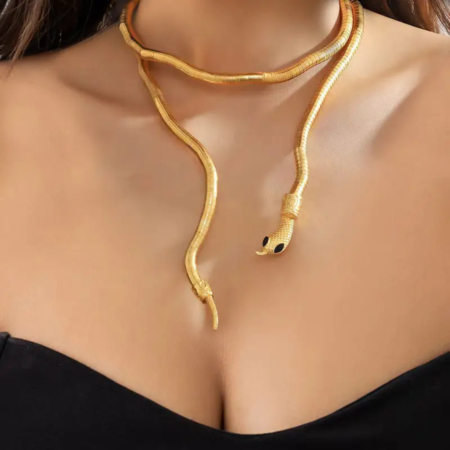 Gold-Plated, Adjustable, Multi-Purpose Bendable Snake Necklace, Bracelet, Armlet.